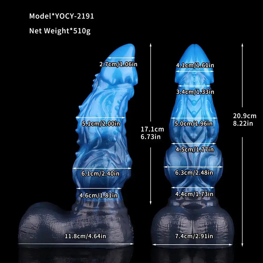 Blue silicone realistic dildo, photo 12