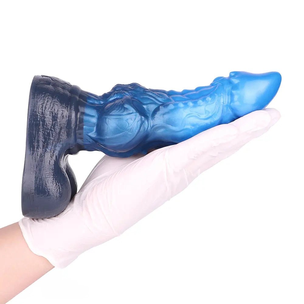 Blue silicone realistic dildo, photo 13