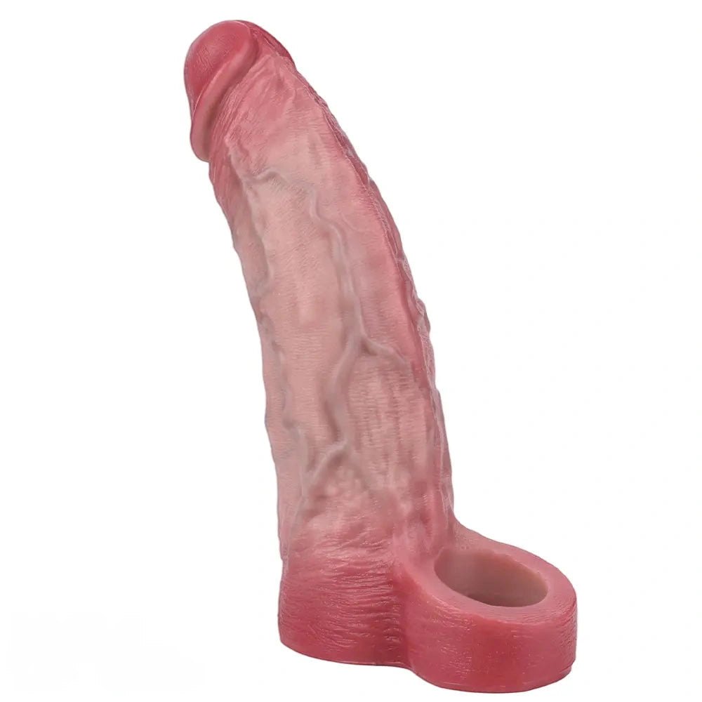 Flesh-toned veined silicone dildo sleeve, photo 1
