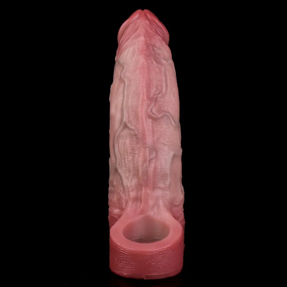 Flesh-toned veined silicone dildo sleeve, photo 10