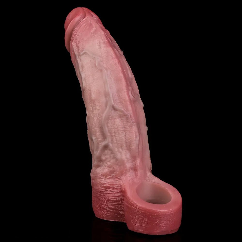 Flesh-toned veined silicone dildo sleeve, photo 13