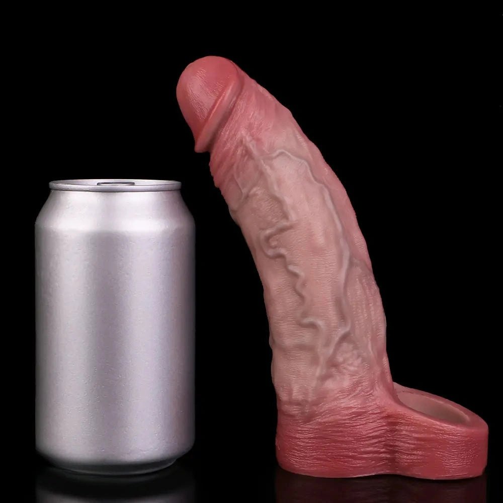 Flesh-toned veined silicone dildo sleeve, photo 15
