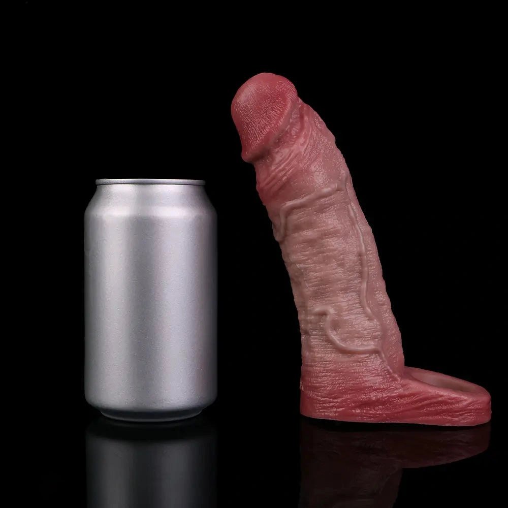 Flesh tone veined dildo sleeve with cock ring, photo 15