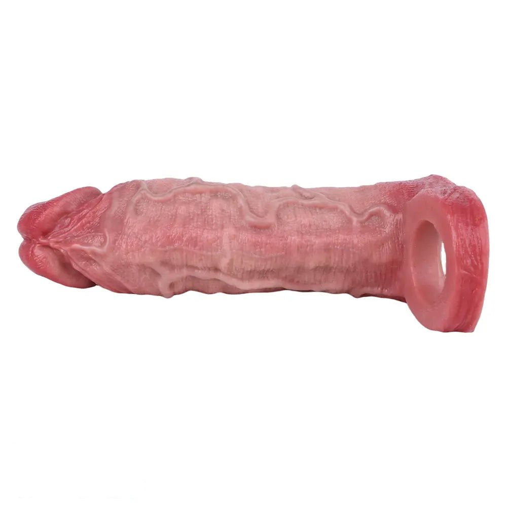 Flesh tone veined dildo sleeve with cock ring, photo 6