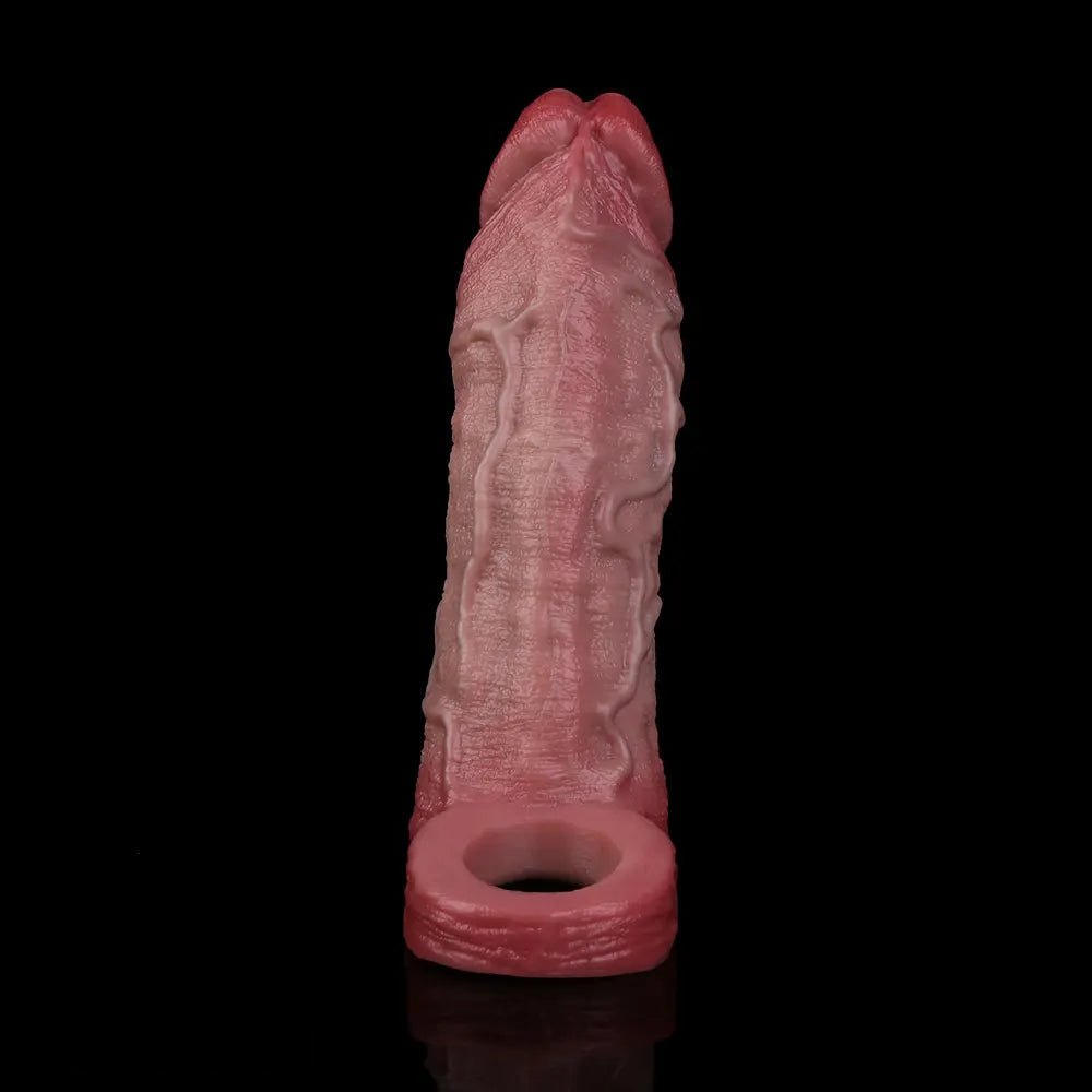 Flesh tone veined dildo sleeve with cock ring, photo 7