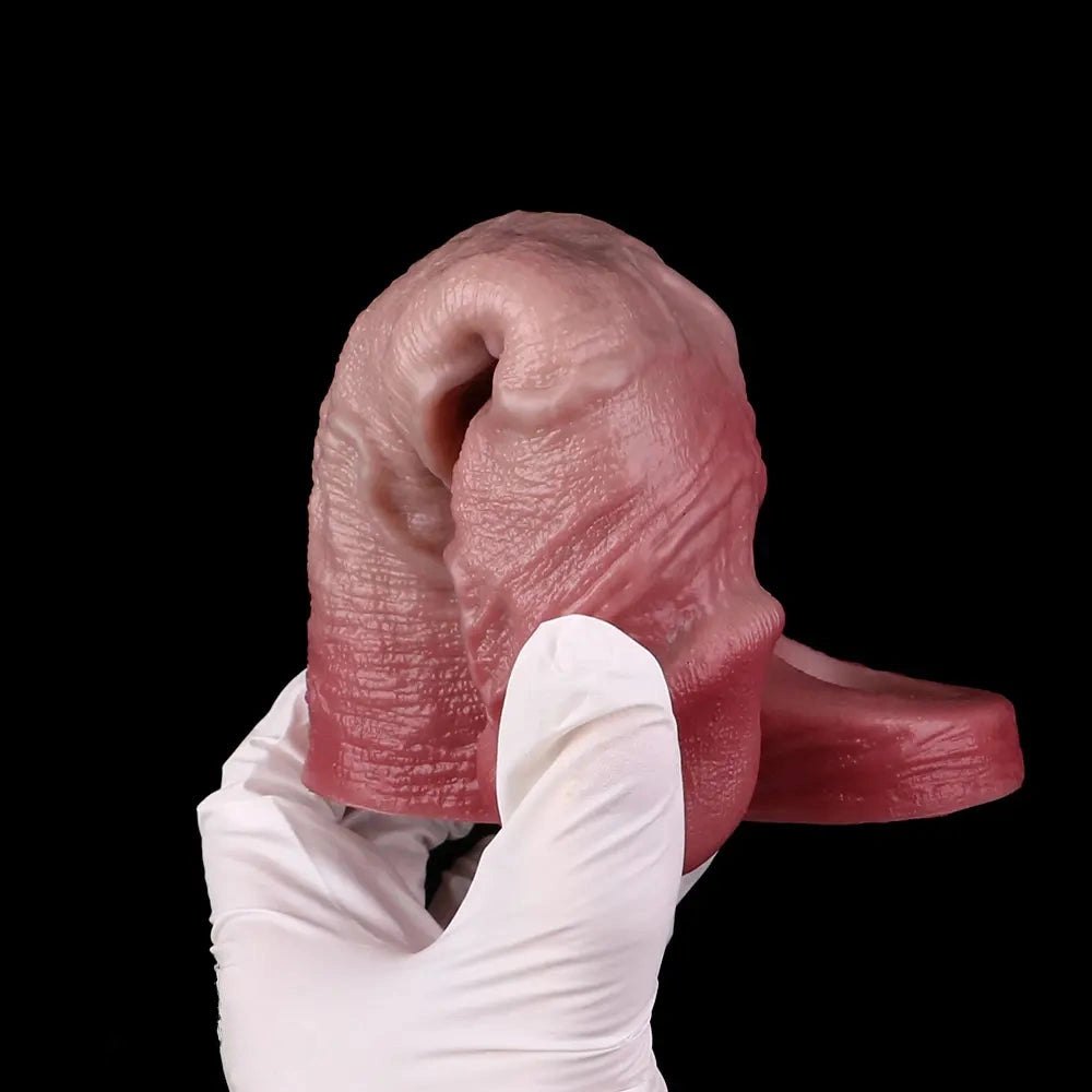 Flesh tone veined dildo sleeve with cock ring, photo 9