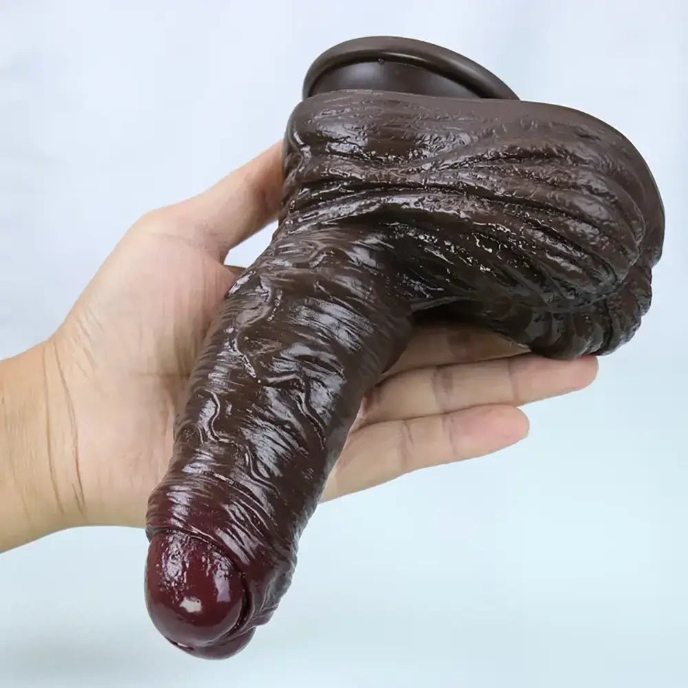 Coffee brown realistic silicone dildo, photo 2