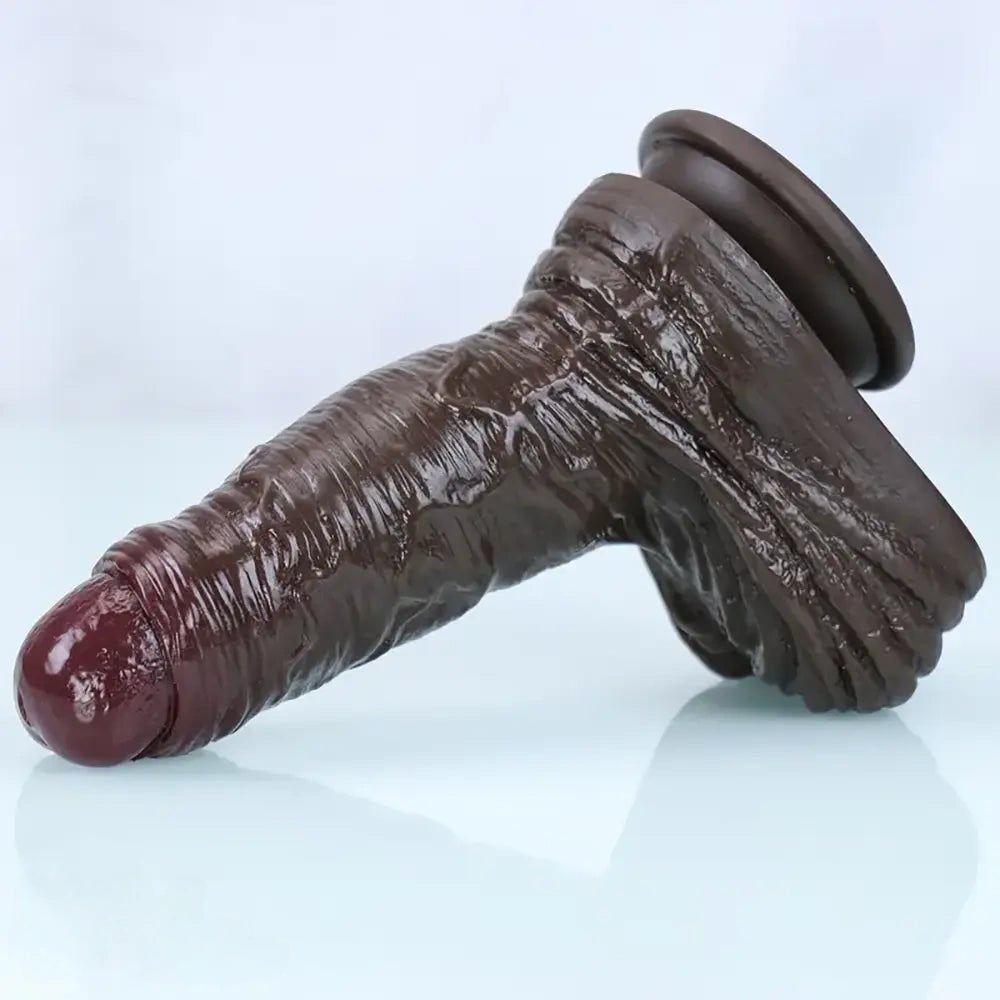 Coffee brown realistic silicone dildo, photo 3