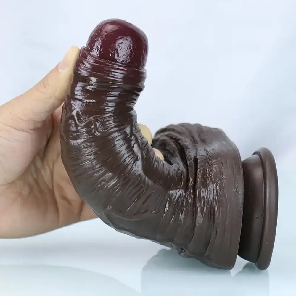 Coffee brown realistic silicone dildo, photo 4