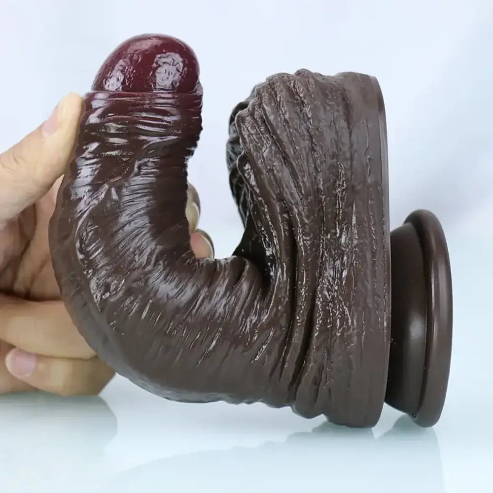 Coffee brown realistic silicone dildo, photo 5