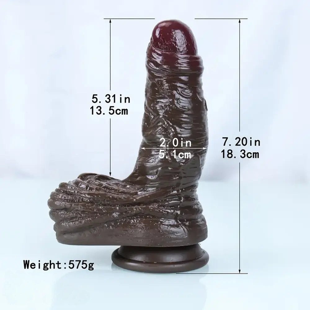 Coffee brown realistic silicone dildo, photo 6