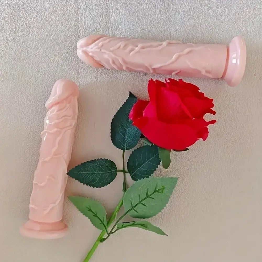 Flesh veined realistic PVC dildo, photo 2
