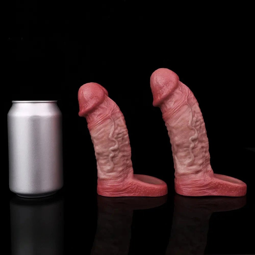 Flesh-tone silicone cock sleeve with raised veins, photo 6