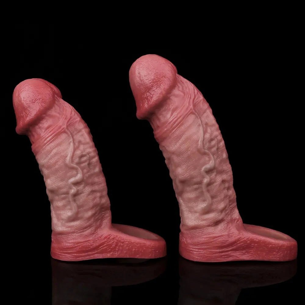 Flesh-tone silicone cock sleeve with raised veins, photo 7