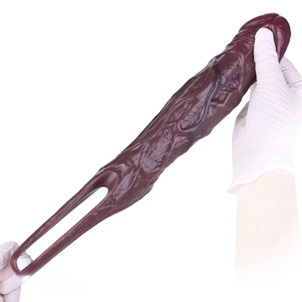 Coffee silicone veined dildo, photo 14