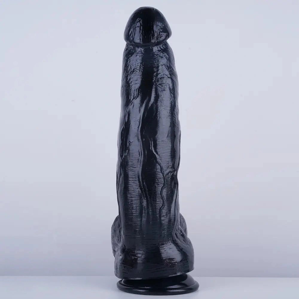 Black veined realistic suction cup dildo