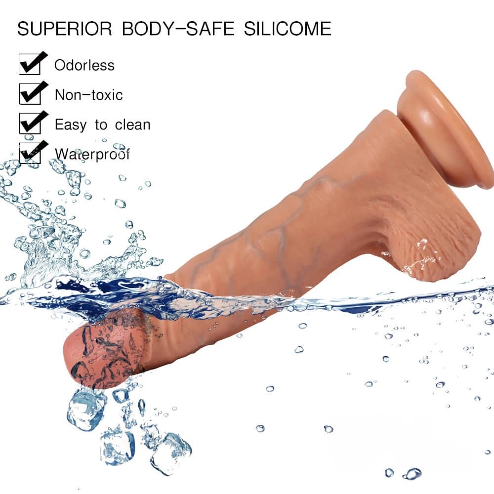 Flesh veined realistic suction dildo, photo 5