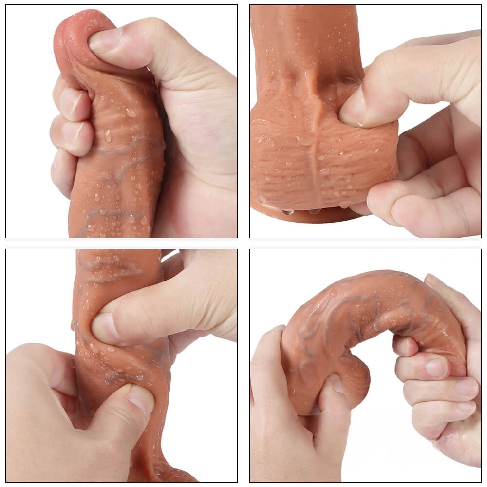 Flesh veined realistic suction dildo, photo 9