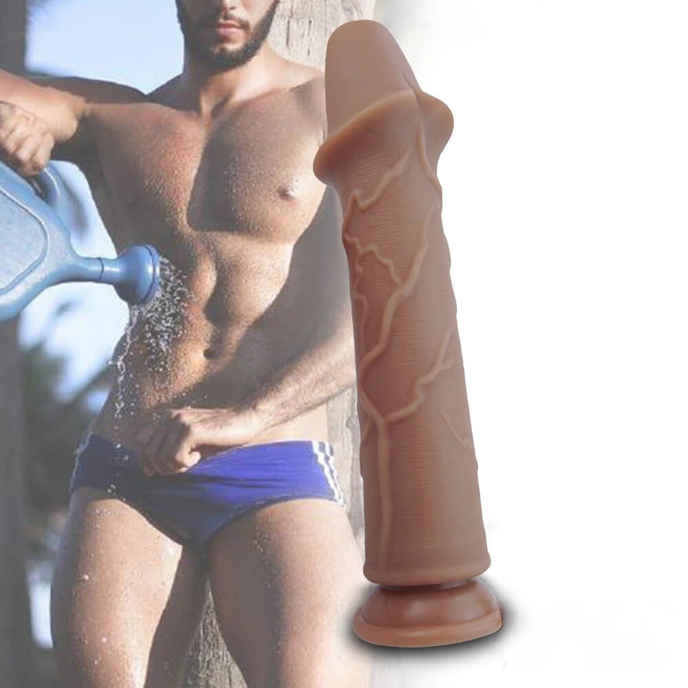 And brown veined silicone fantasy dildo, photo 3