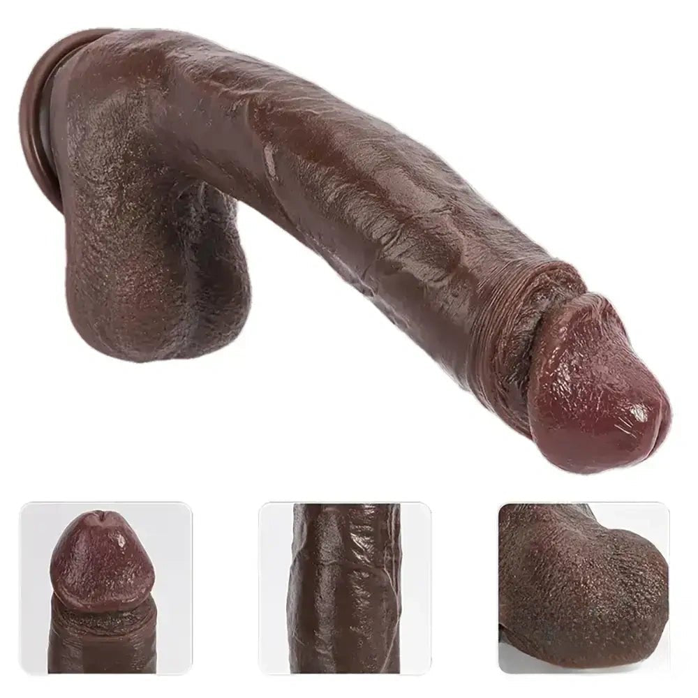Brown silicone veined big dildo, photo 1