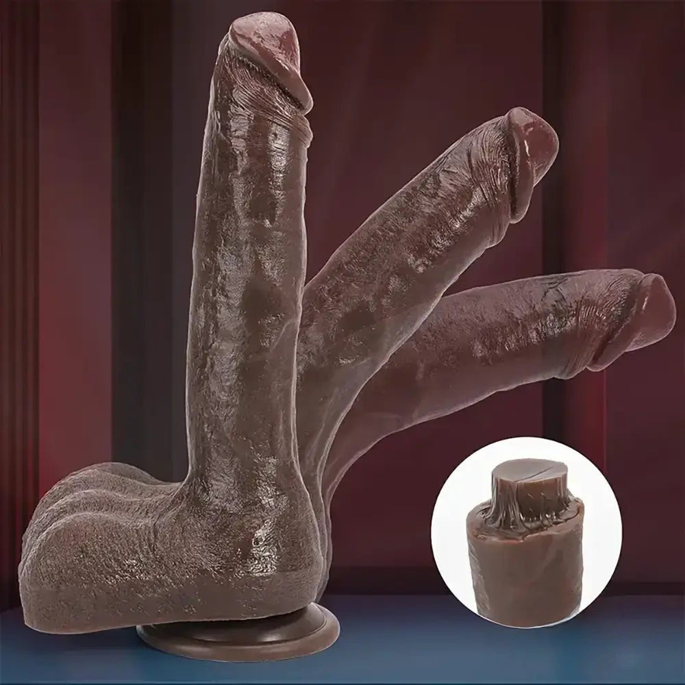 Brown silicone veined big dildo, photo 2