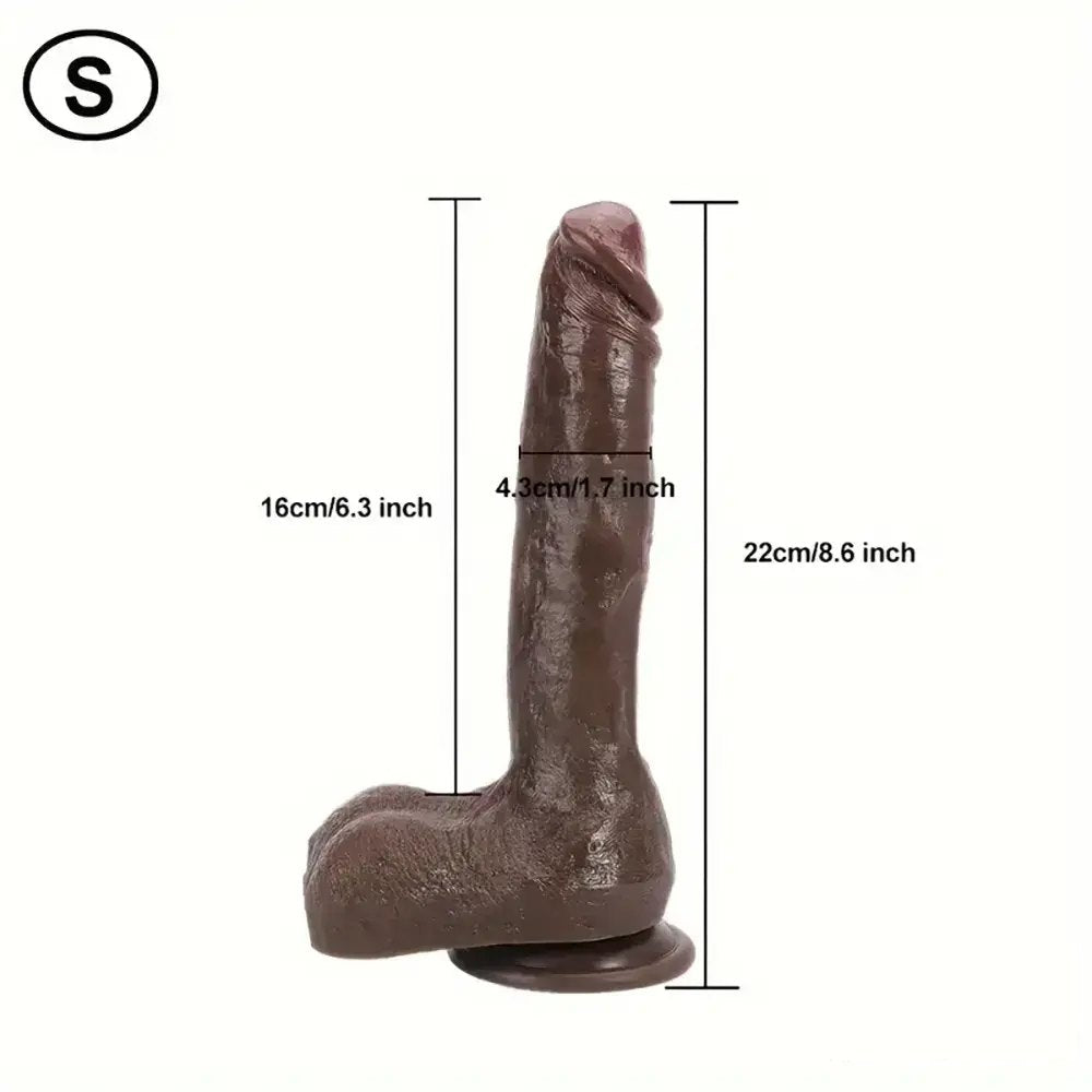 Brown silicone veined big dildo, photo 4