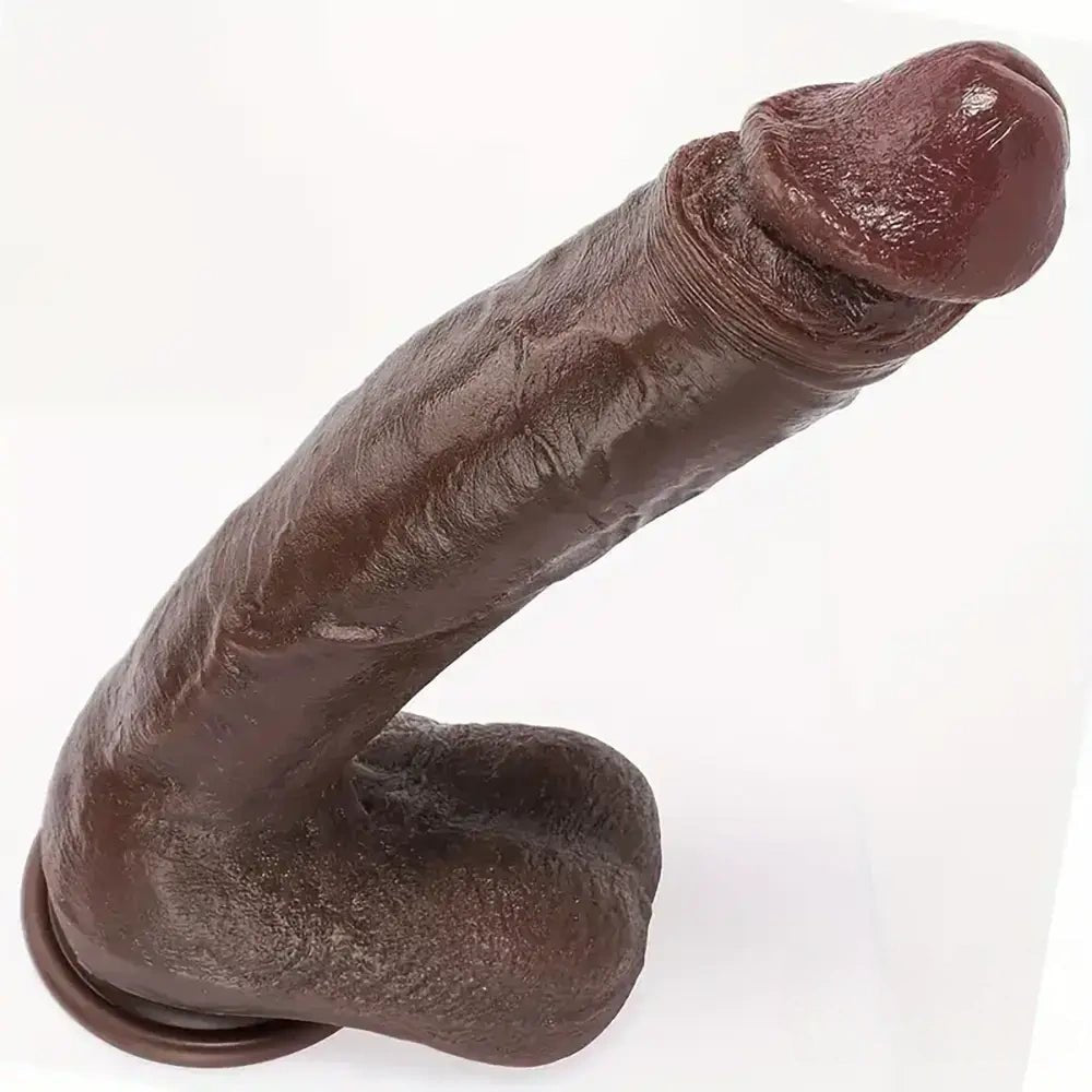 Brown silicone veined big dildo, photo 9