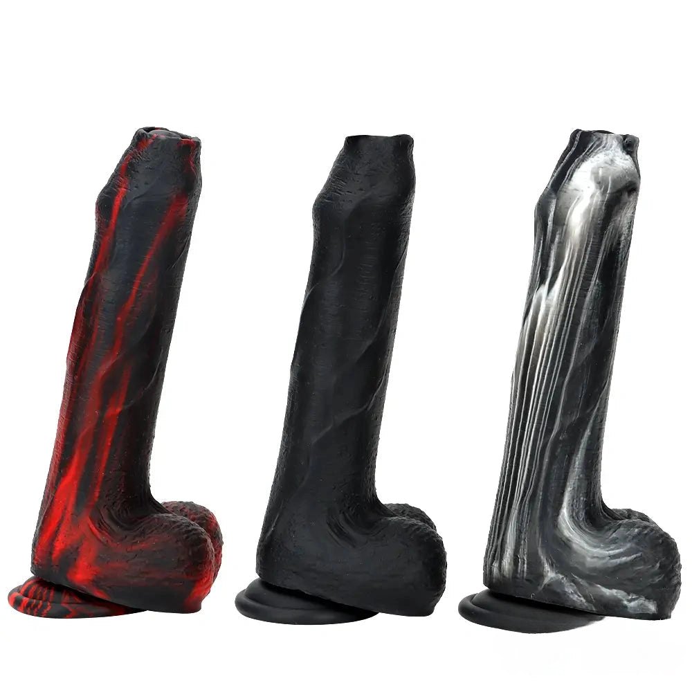 Realistic veined silicone dildo with suction cup base, photo 1
