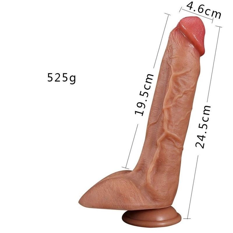 Tan silicone suction cup dildo with raised veins, photo 4