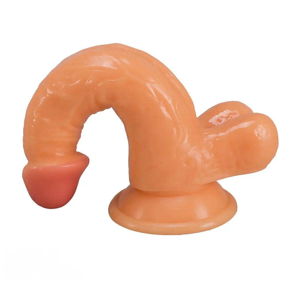 Flesh-tone realistic PVC dildo with pink head tip, photo 10