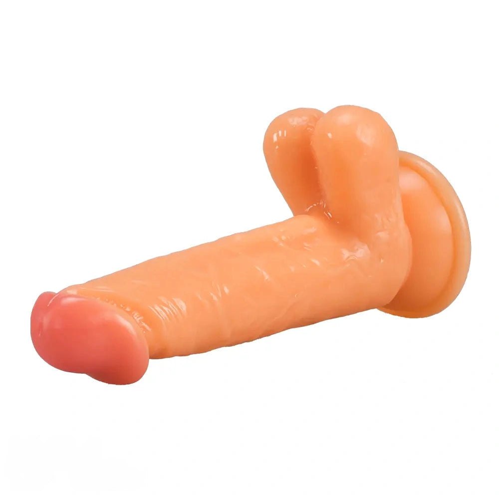 Flesh-tone realistic PVC dildo with pink head tip, photo 12