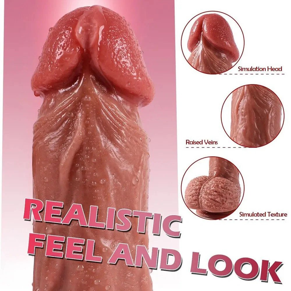 Brown realistic PVC dildo with veined texture, photo 6