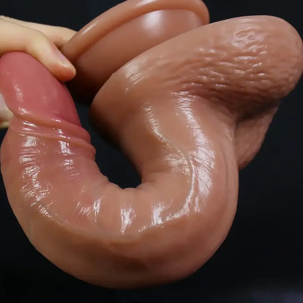Flesh veiny realistic silicone dildo, photo 4
