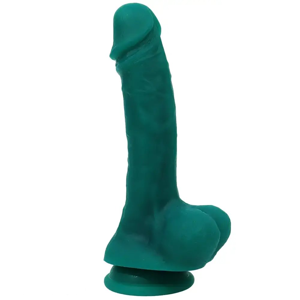 Green veiny silicone realistic dildo