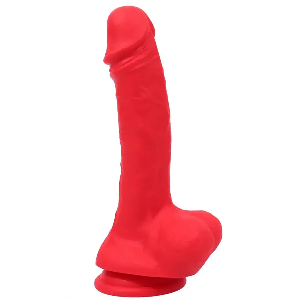 Red veiny silicone realistic dildo