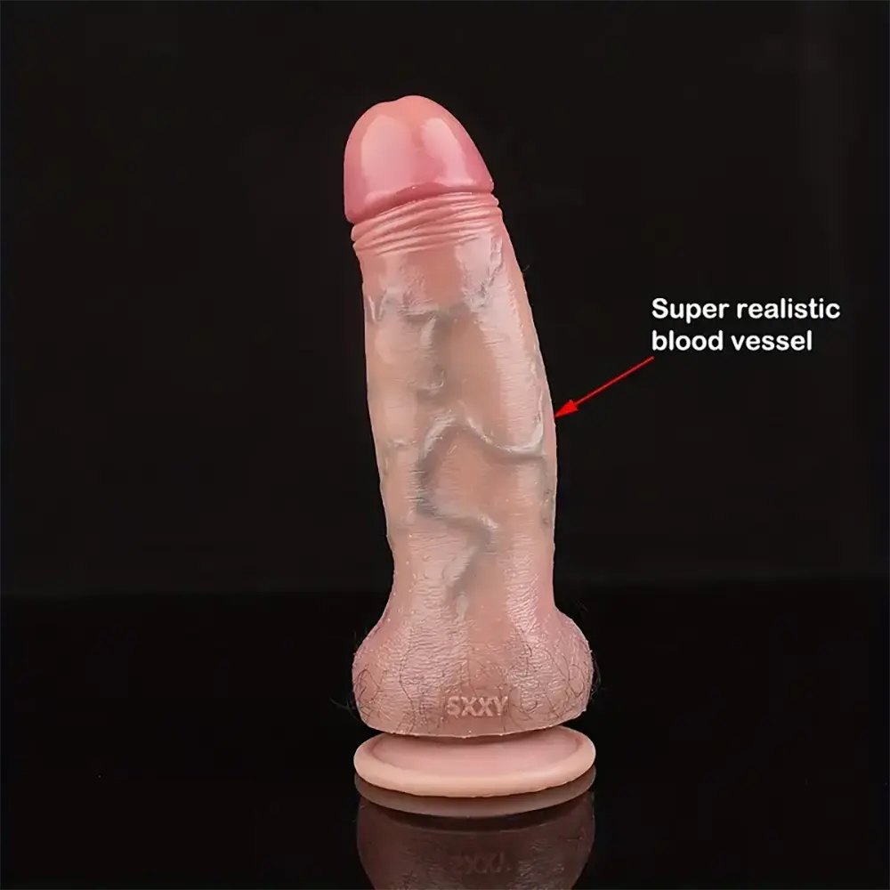 Flesh tone veiny realistic silicone dildo, photo 2