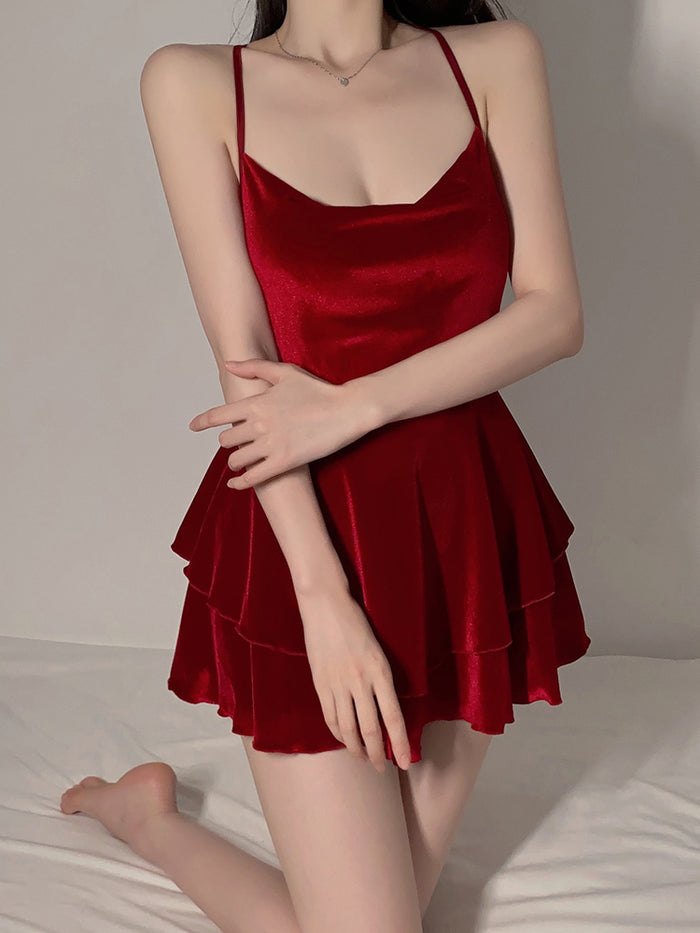 Velvet layered suspender dress, photo 3