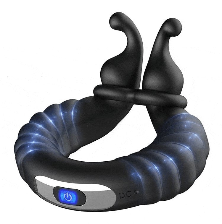 Black silicone vibrating cock ring, photo 1
