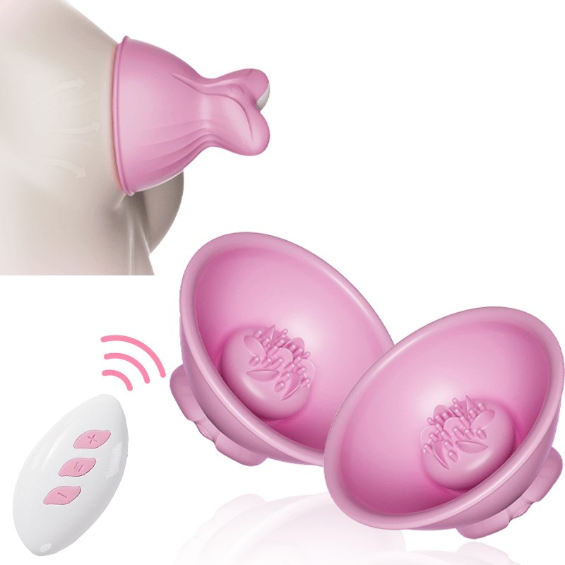 Pink vibrating breast massager cups with remote control, photo 7