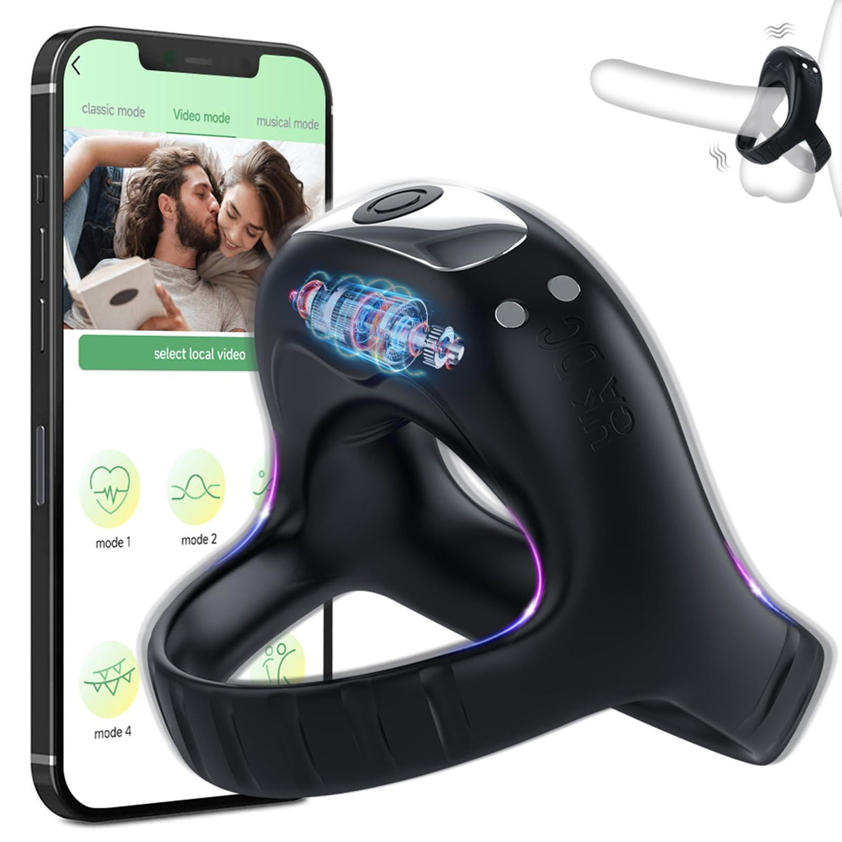 Black vibrating cock ring, photo 2