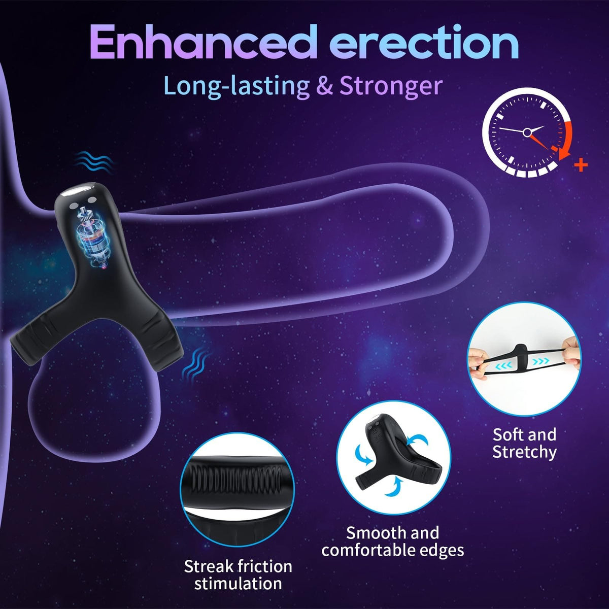 Black vibrating cock ring, photo 6
