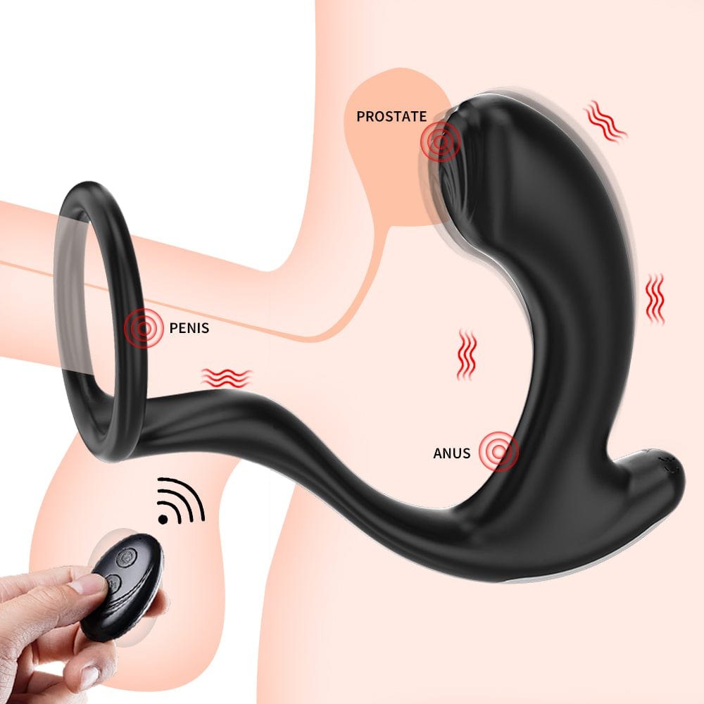 Black vibrating cock ring prostate massager, photo 2