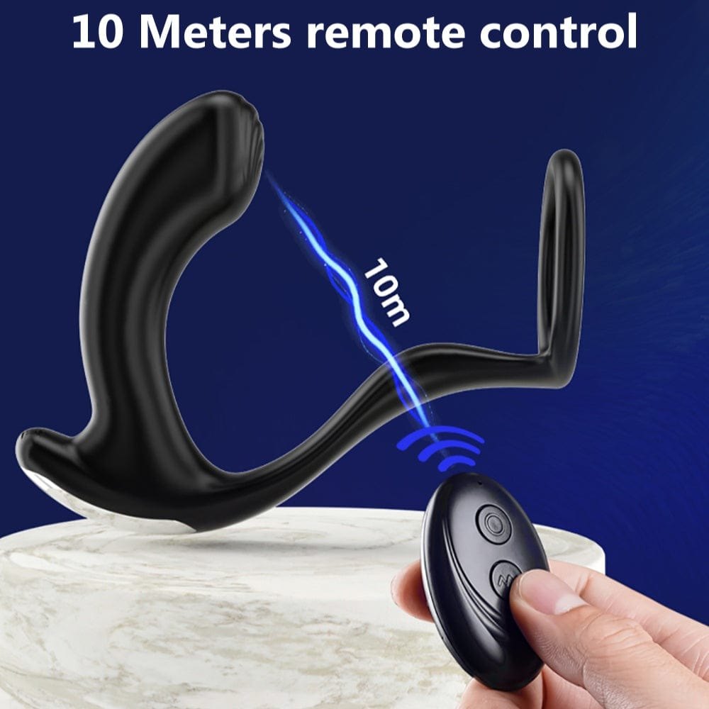 Black vibrating cock ring prostate massager, photo 5