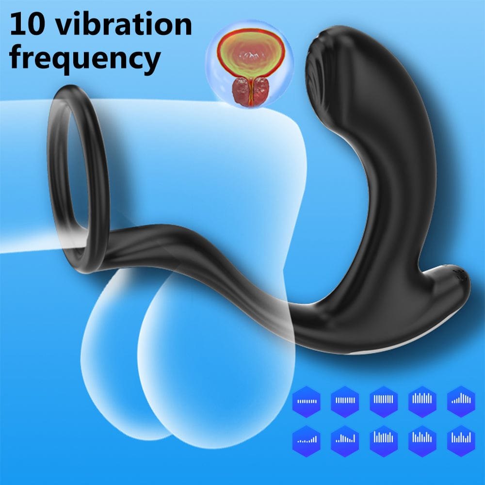 Black vibrating cock ring prostate massager, photo 7