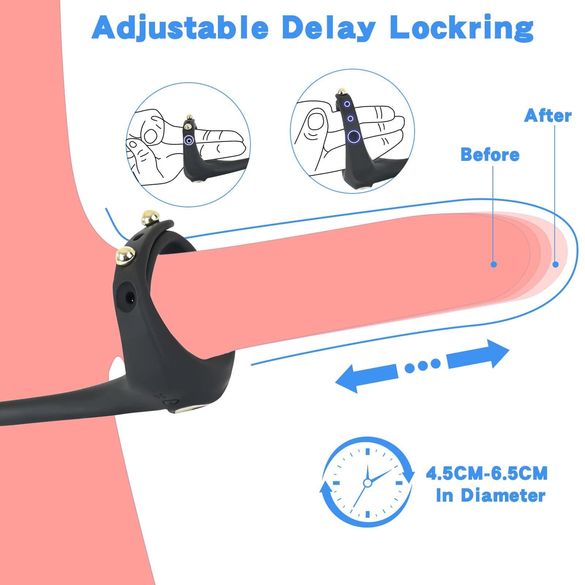 Black vibrating cock ring with prostate arm, photo 3
