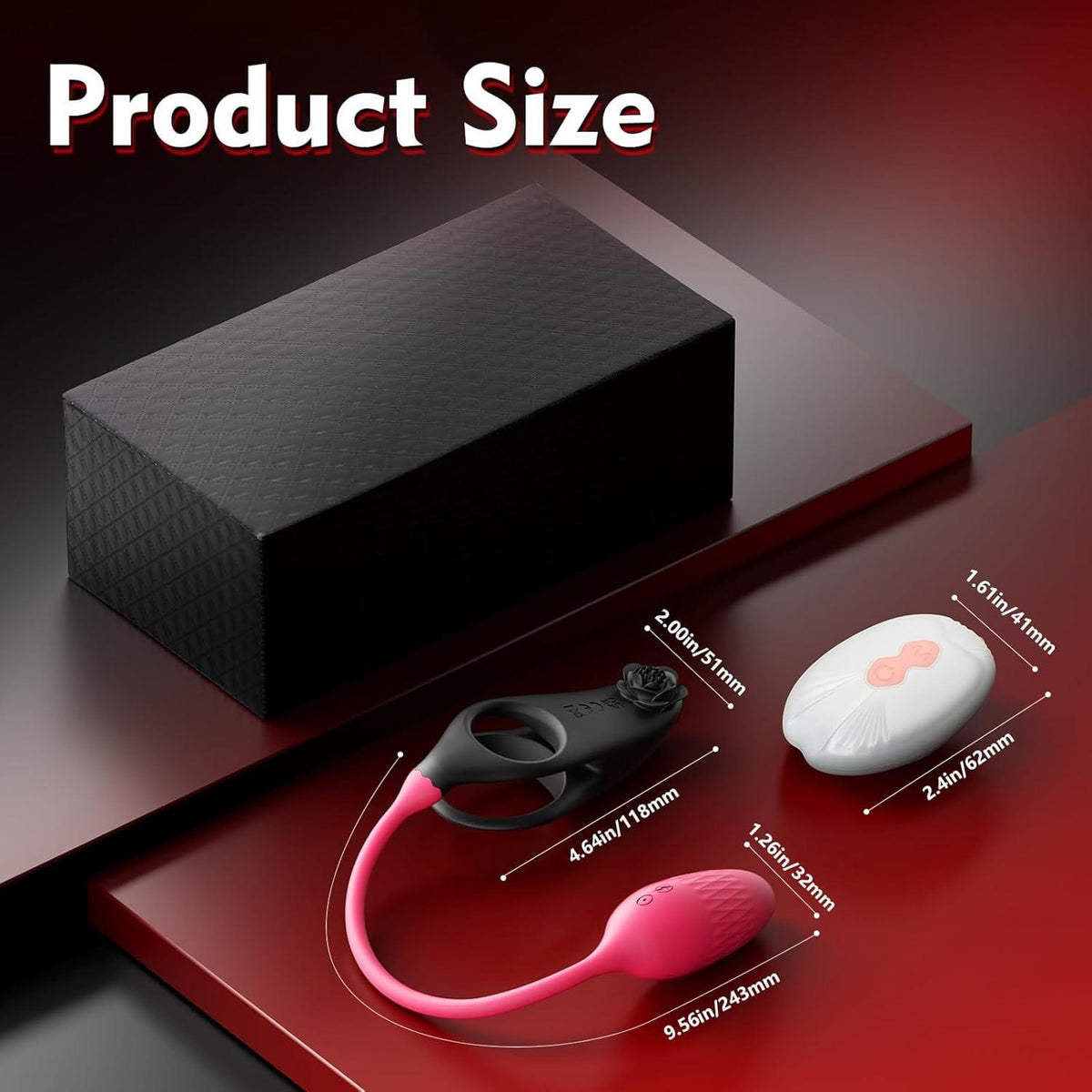 Black and red vibrating cock ring with anal plug, photo 9
