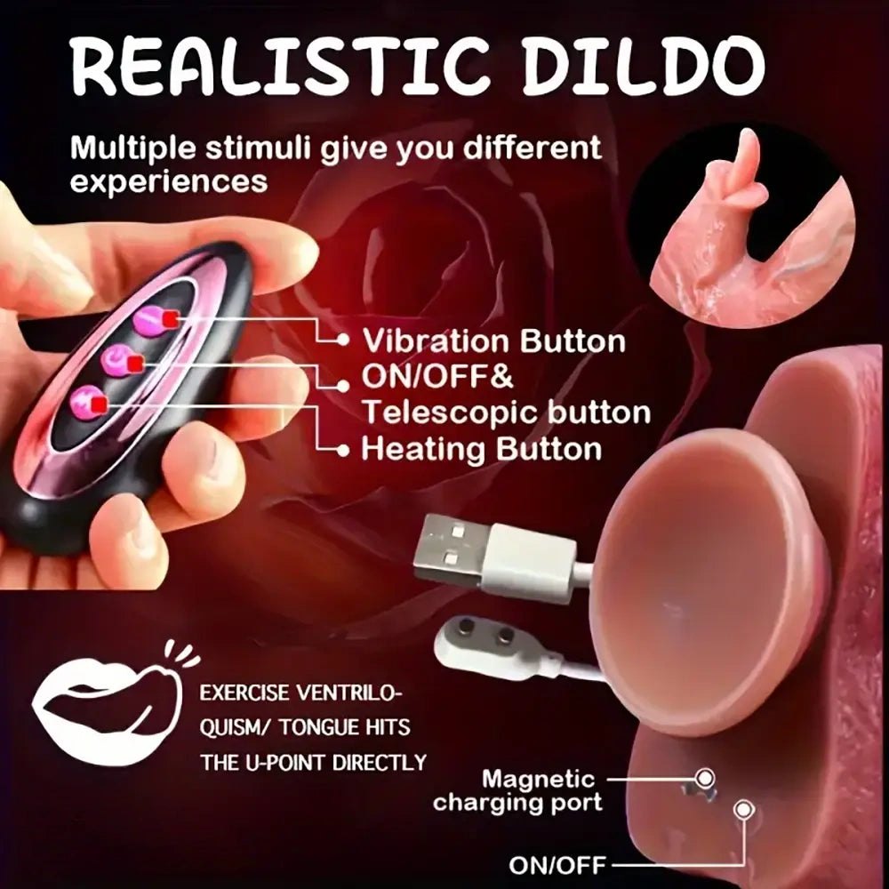 Flesh tone vibrating silicone dildo with remote control, photo 8