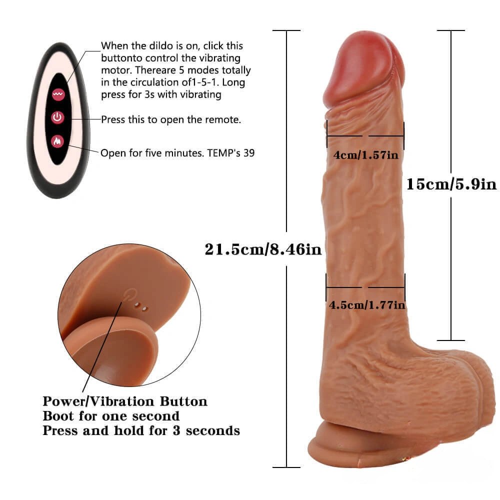 Brown vibrating heating dildo, photo 2