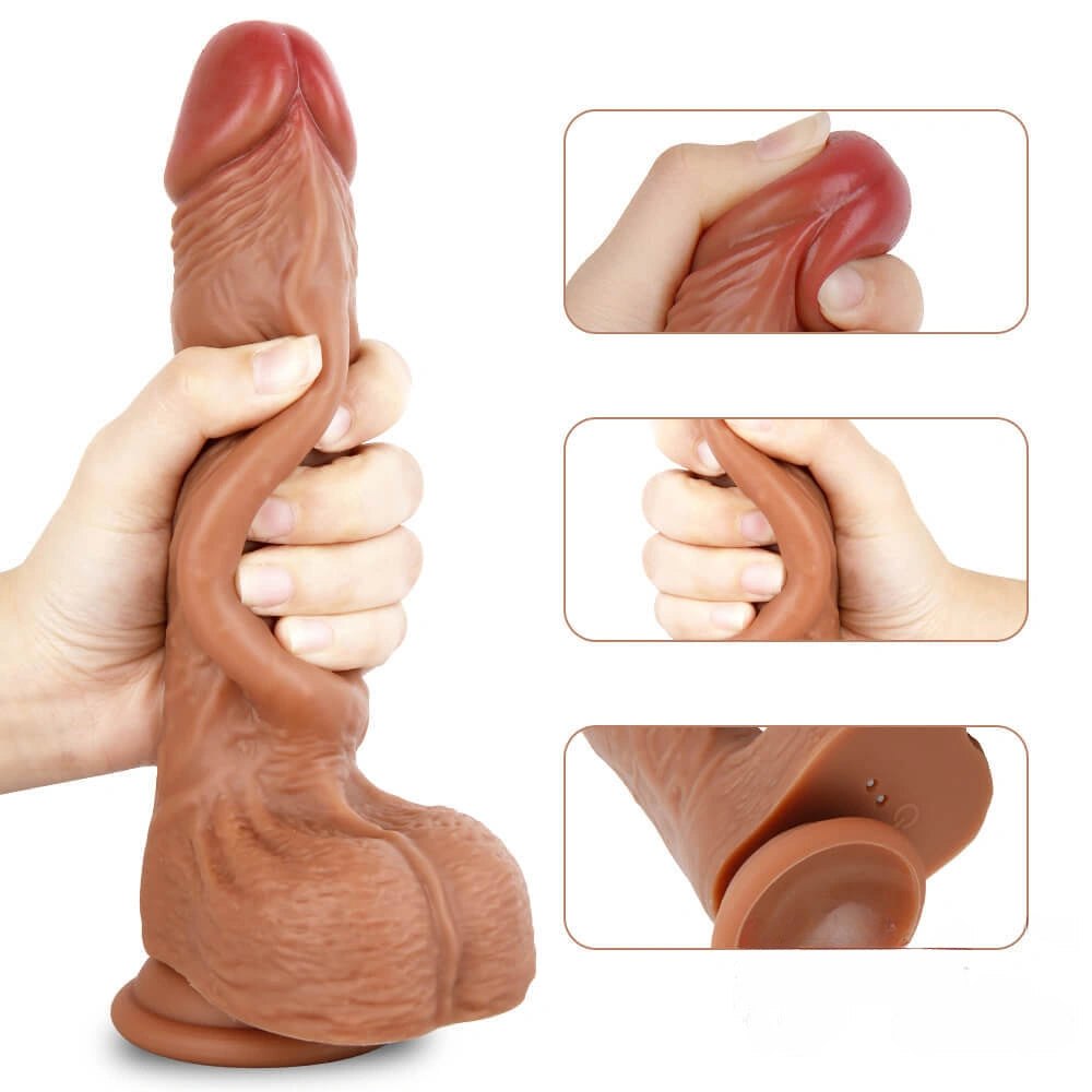 Brown vibrating heating dildo, photo 3