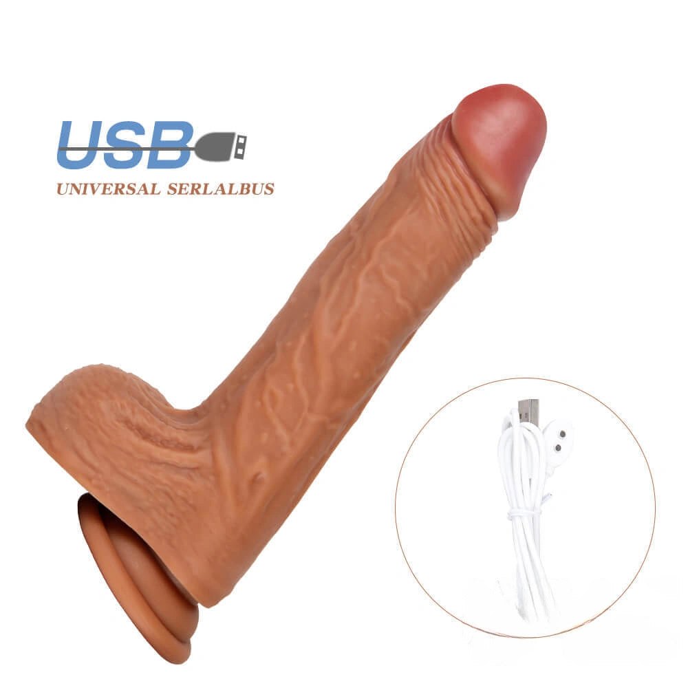 Brown vibrating heating dildo, photo 4